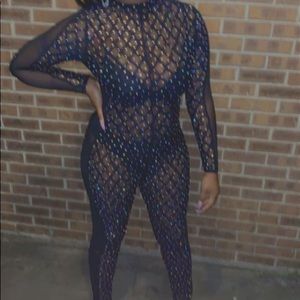 Sheer bedazzled jumpsuit